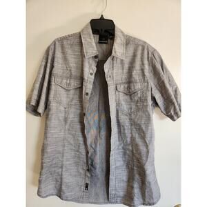 BURNSIDE Shirt Mens Size L Gray Button Down Short Sleeve